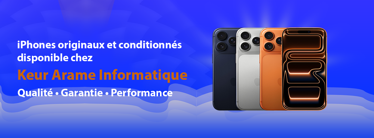 Bannière iPhones - Keur Arame Informatique - Leader dans la distribution d'appareils électronique au Sénégal et en Afrique de l'Oues