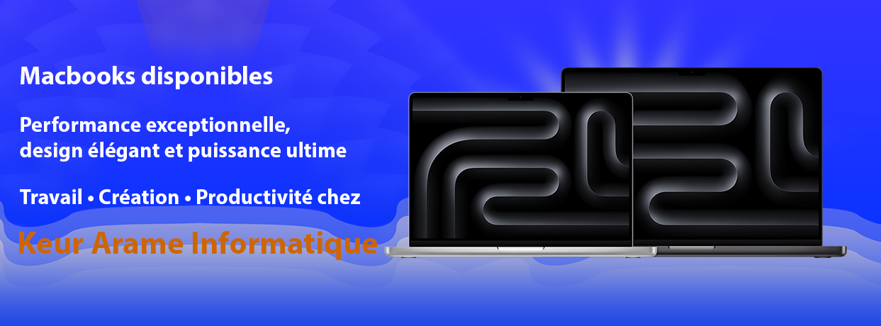 Bannière Macbooks - Keur Arame Informatique - Leader dans la distribution d'appareils électronique au Sénégal et en Afrique de l'Oues
